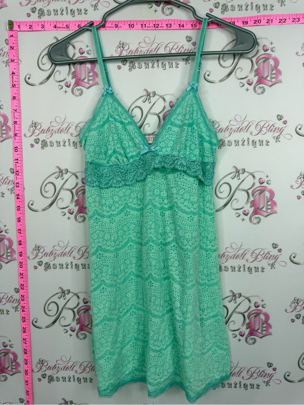 La SENZA mini dress Lacie Mint Green Lace Babydoll Chemise